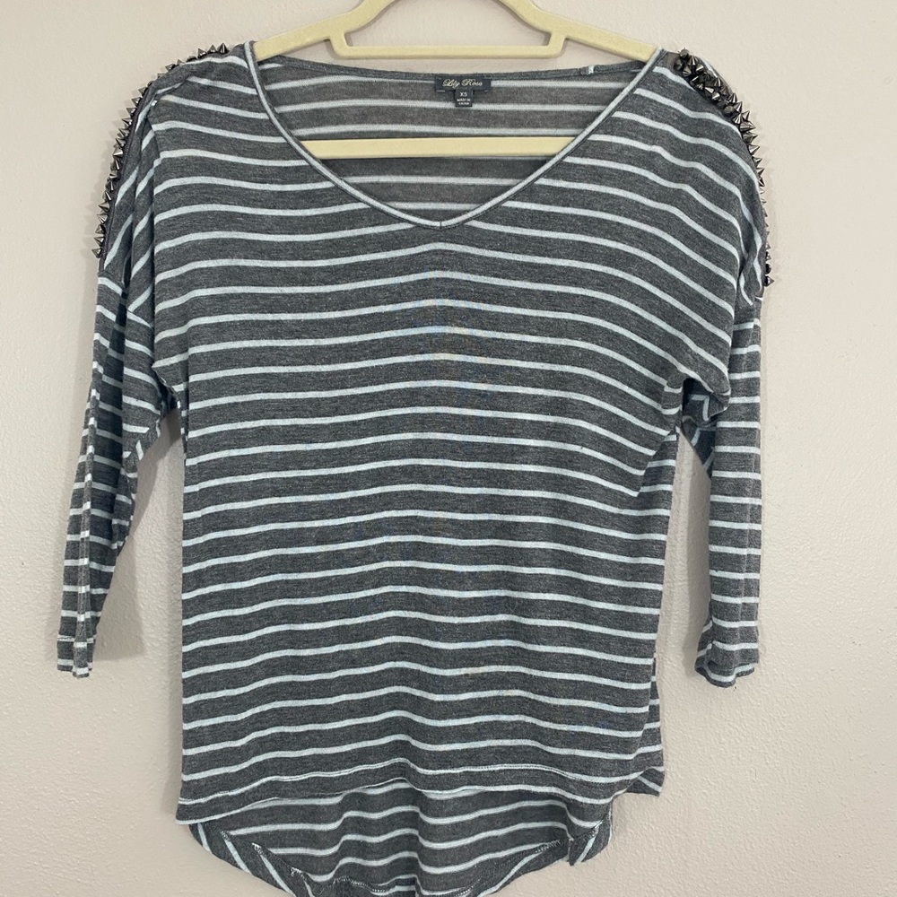 Super soft striped shirt with stud detail